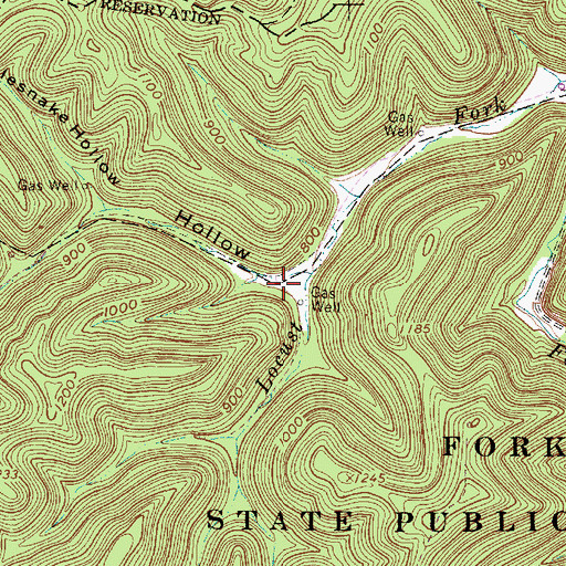 Topographic Map of Pigeonroost Hollow, WV