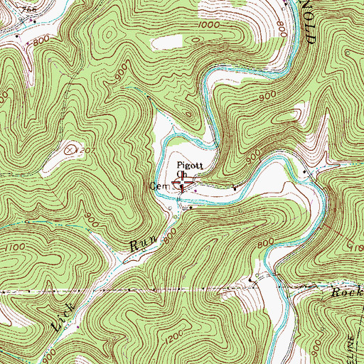 Topographic Map of Pigott Church, WV