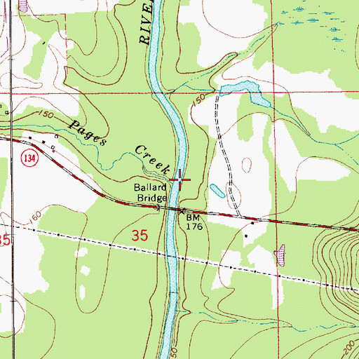 Topographic Map of Pages Creek, AL