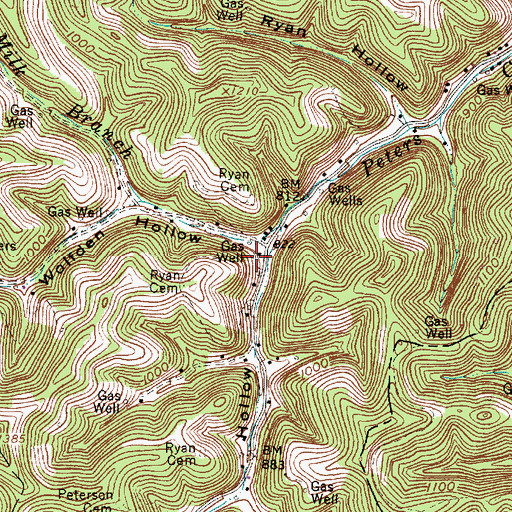 Topographic Map of Pigpen Hollow, WV