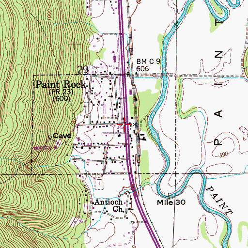 Topographic Map of Paint Rock, AL
