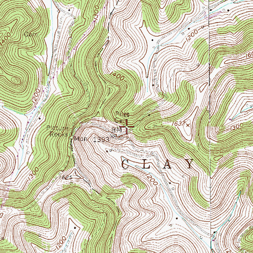 Topographic Map of Piles Cemetery, WV