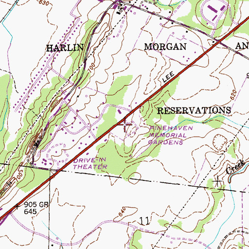 Topographic Map of Pinehaven Memorial Gardens, AL
