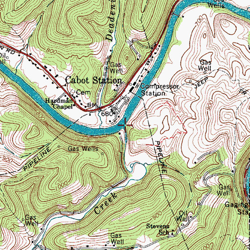Topographic Map of Pine Creek, WV