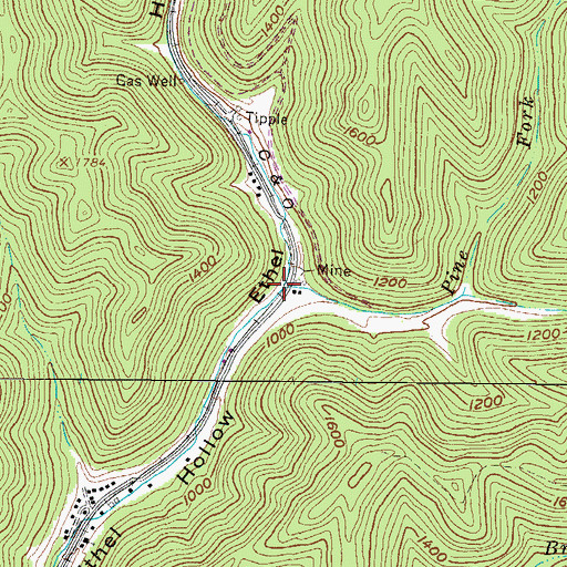 Topographic Map of Pine Fork, WV