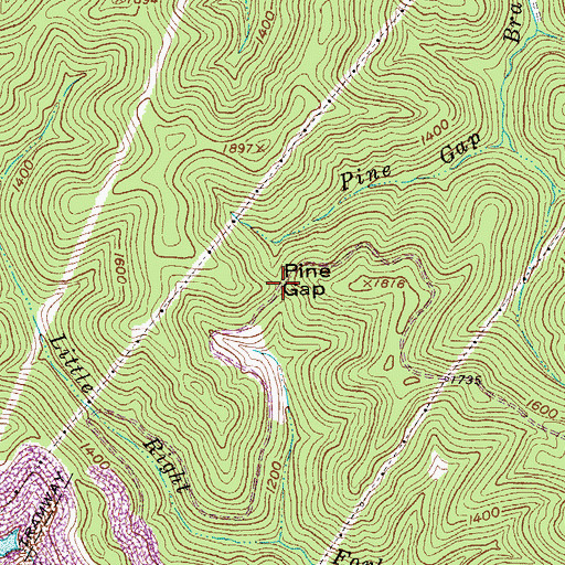 Topographic Map of Pine Gap, WV