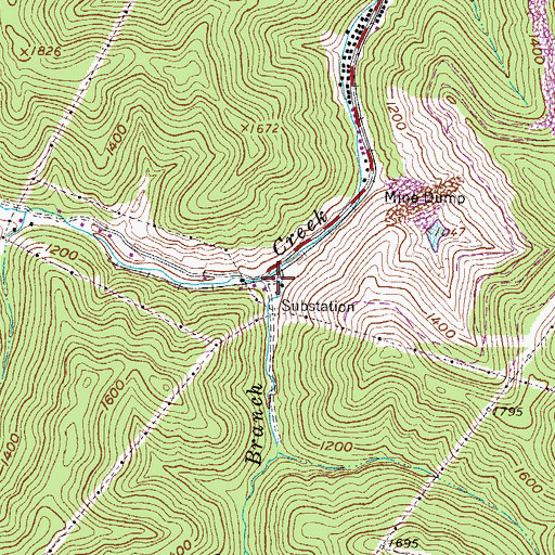 Topographic Map of Pine Gap Branch, WV