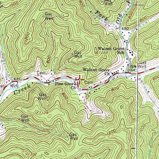 Topographic Map of Pine Grove Church, WV