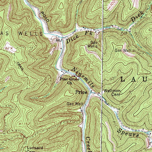 Topographic Map of Pine Grove Church, WV