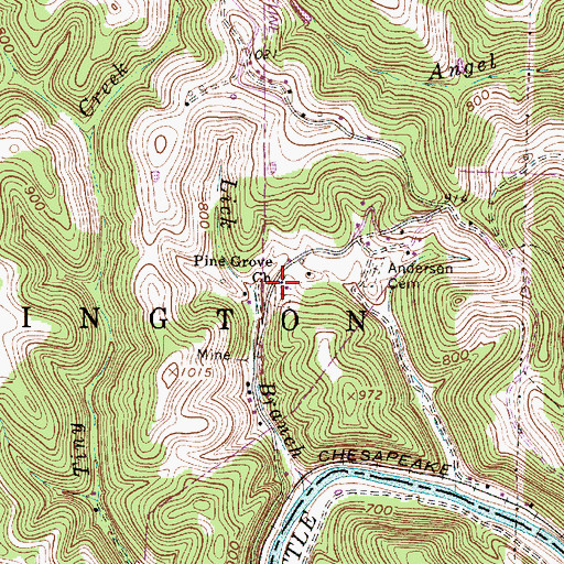 Topographic Map of Pine Grove Church, WV