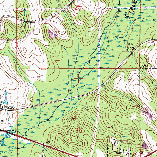 Topographic Map of Poley Creek, AL