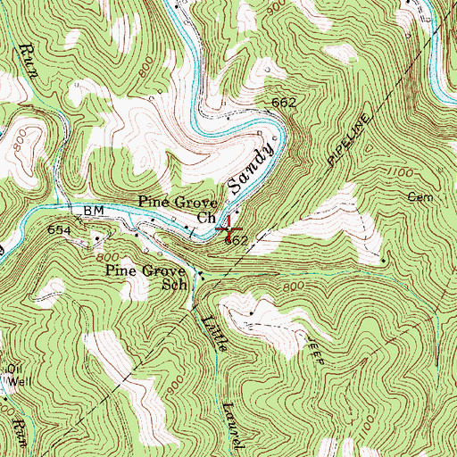Topographic Map of Pine Grove Church, WV