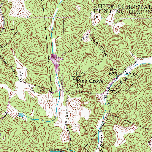 Topographic Map of Pine Grove Church, WV