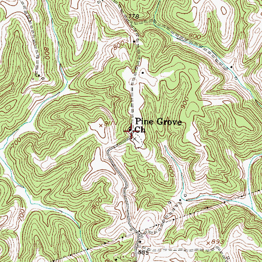 Topographic Map of Pine Grove Church, WV