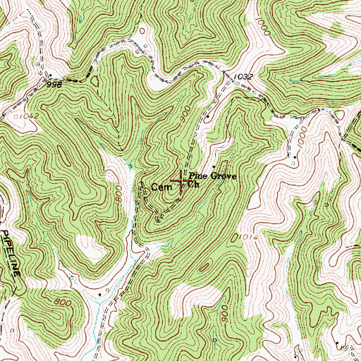 Topographic Map of Pine Grove Church, WV