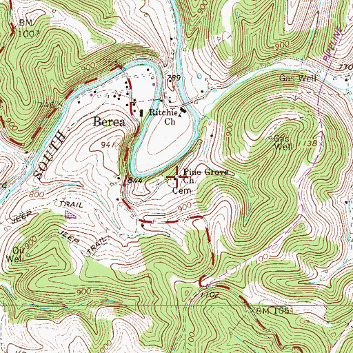 Topographic Map of Pine Grove Church, WV