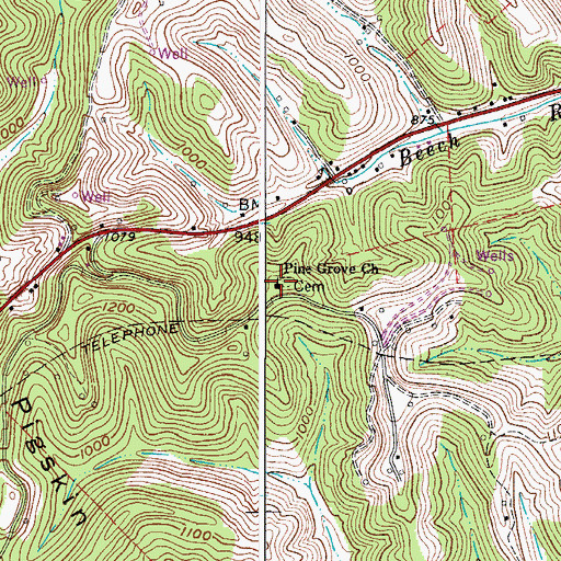 Topographic Map of Pine Grove Church, WV