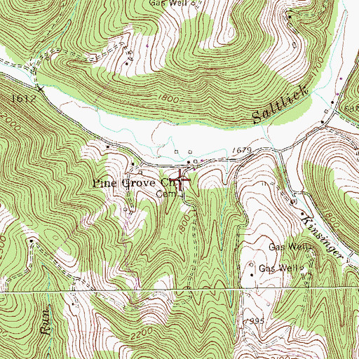 Topographic Map of Pine Grove Church, WV