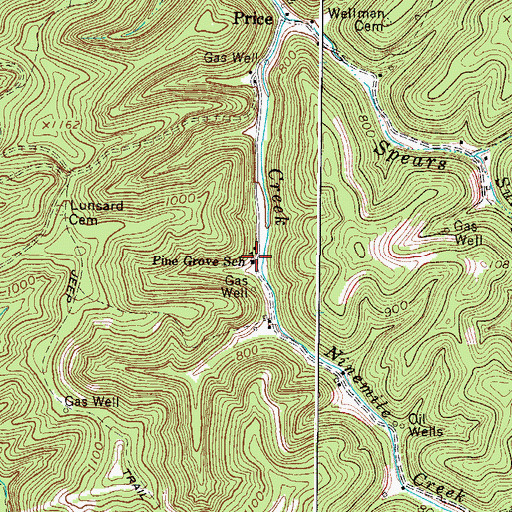 Topographic Map of Pine Grove School (historical), WV