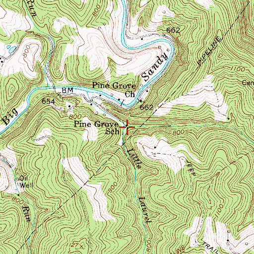 Topographic Map of Pine Grove School (historical), WV