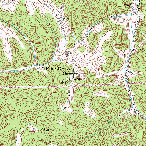 Topographic Map of Pine Grove School (historical), WV