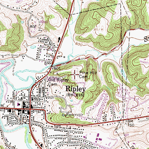Topographic Map of Pine Hill Cemetery, WV