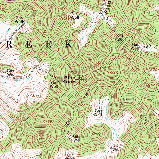 Topographic Map of Pine Knob, WV