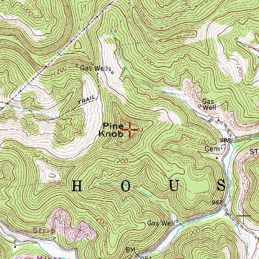 Topographic Map of Pine Knob, WV