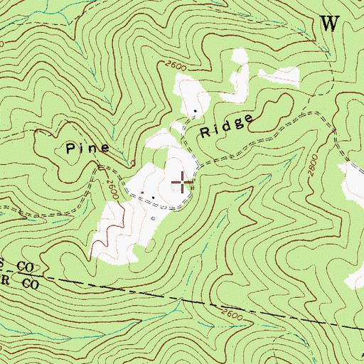 Topographic Map of Pine Ridge, WV
