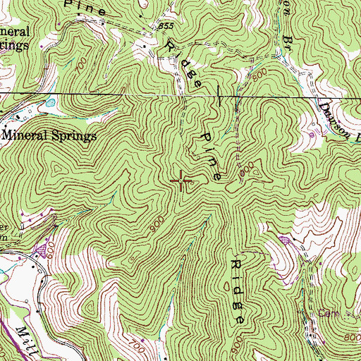 Topographic Map of Pine Ridge, WV