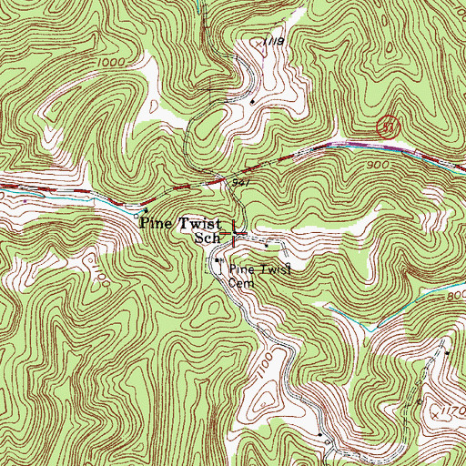 Topographic Map of Pine Twist School (historical), WV