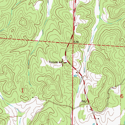 Topographic Map of Salem Church, AL