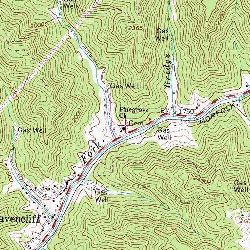 Topographic Map of Pinegrove Church, WV
