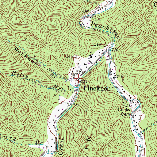 Topographic Map of Pineknob, WV