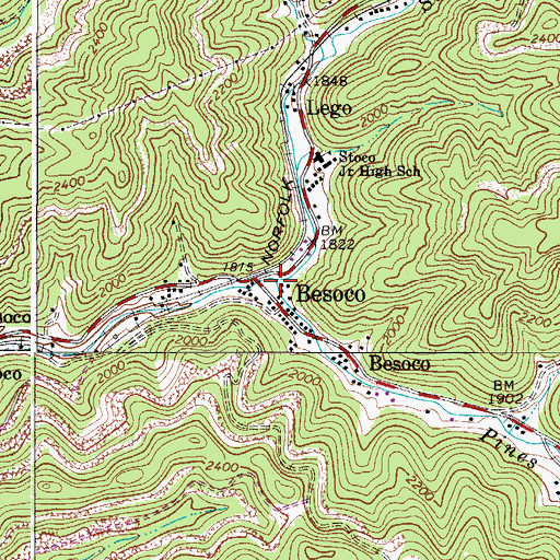 Topographic Map of Pines Creek, WV