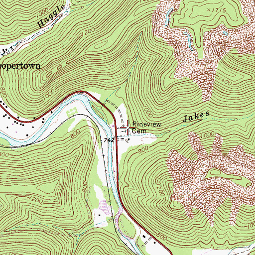 Topographic Map of Pineview Cemetery, WV