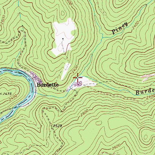 Topographic Map of Piney Creek, WV