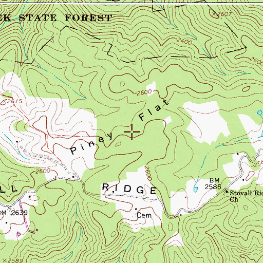 Topographic Map of Piney Flat, WV
