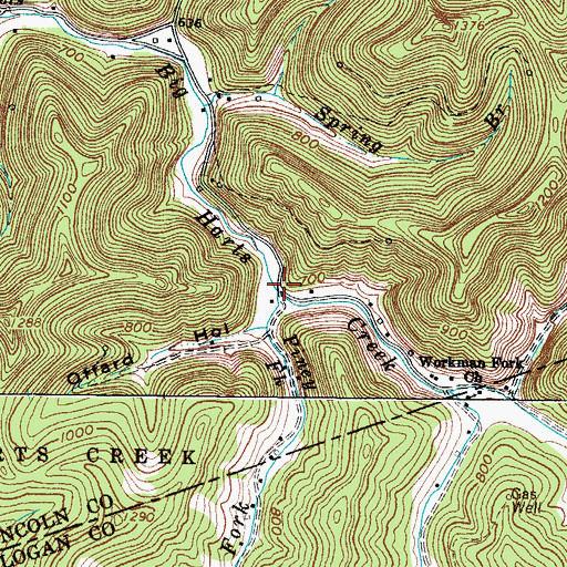 Topographic Map of Piney Fork, WV