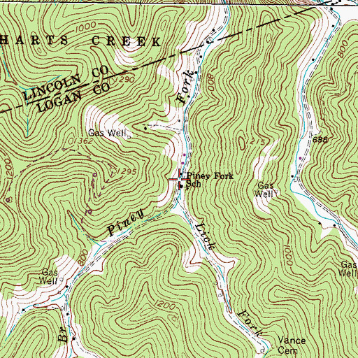 Topographic Map of Piney Fork School (historical), WV