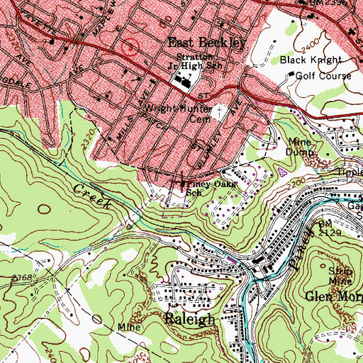 Topographic Map of Piney Oaks School (historical), WV