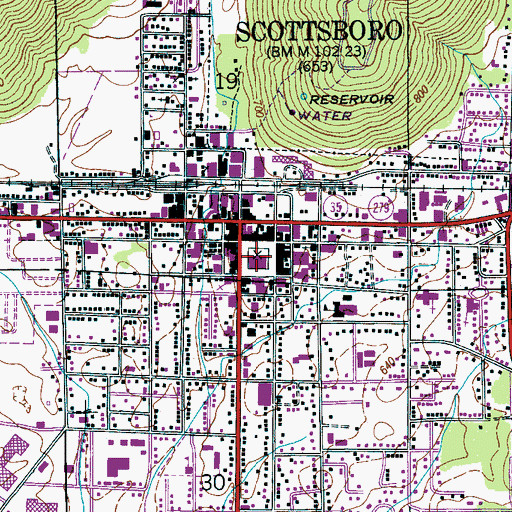 Topographic Map of Scottsboro, AL