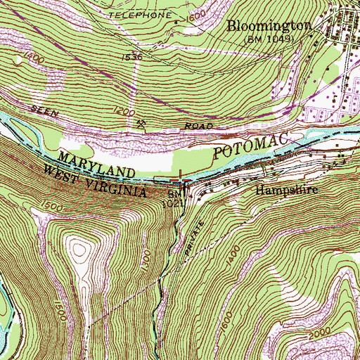 Topographic Map of Piney Swamp Run, WV