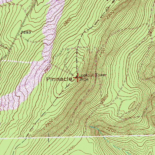 Topographic Map of Pinnacle, WV