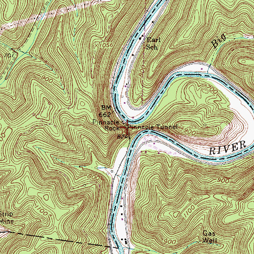 Topographic Map of Pinnacle Tunnel, WV