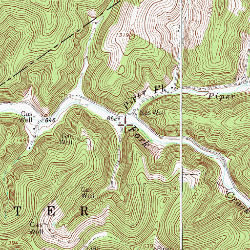 Topographic Map of Piper Fork, WV