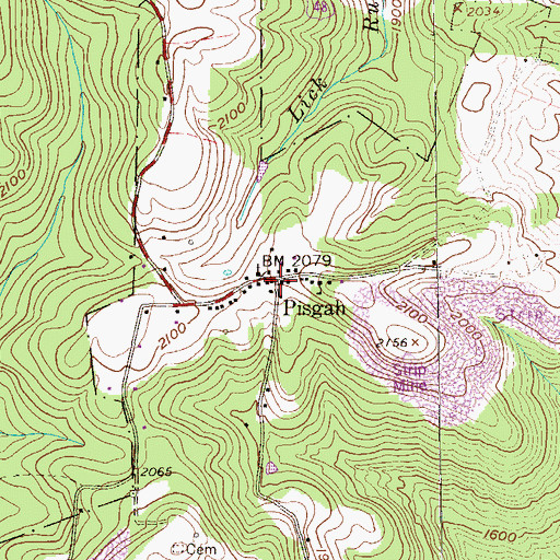 Topographic Map of Pisgah, WV
