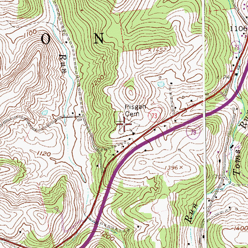 Topographic Map of Pisgah Cemetery, WV