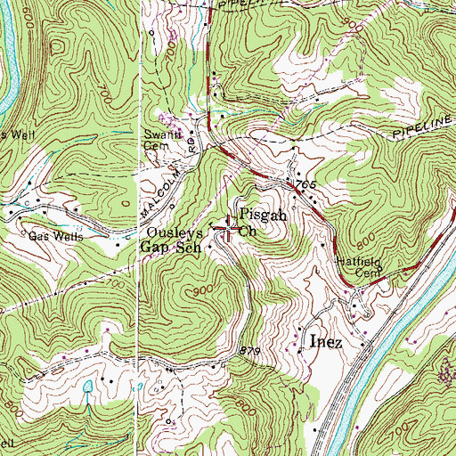 Topographic Map of Pisgah Church, WV