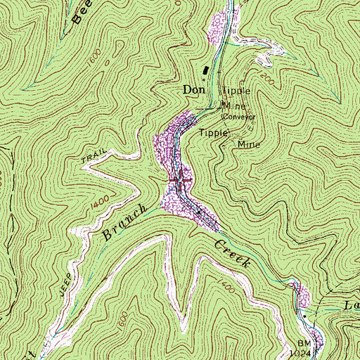 Topographic Map of Pit Branch, WV
